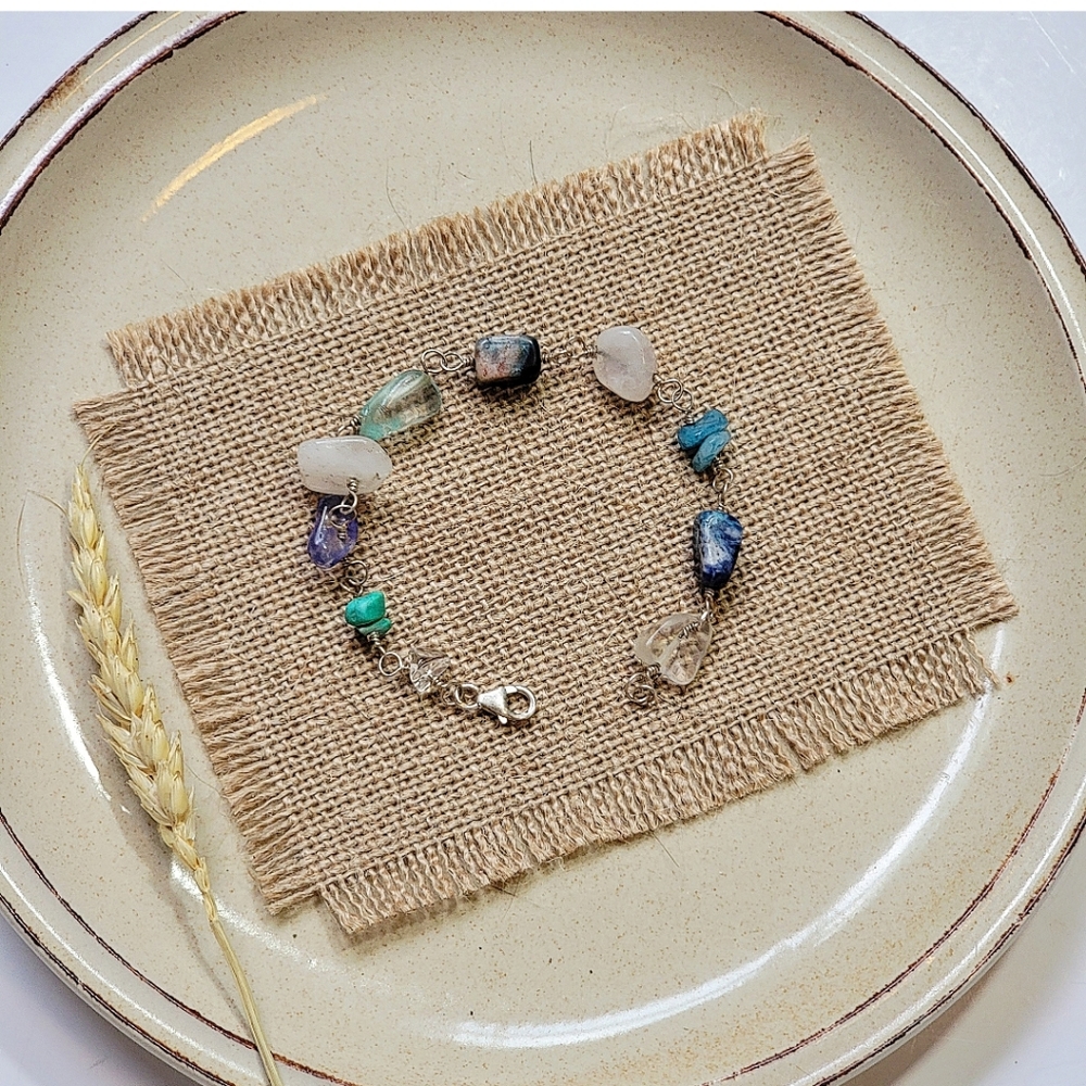 ARTISAN SILVER & BLUE GEMSTONE BRACELET